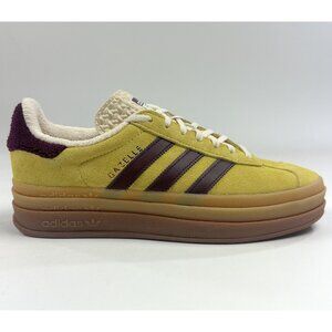 adidas Originals Gazelle Bold Womens Almost Yellow Maroon Shoes Platform IF5937